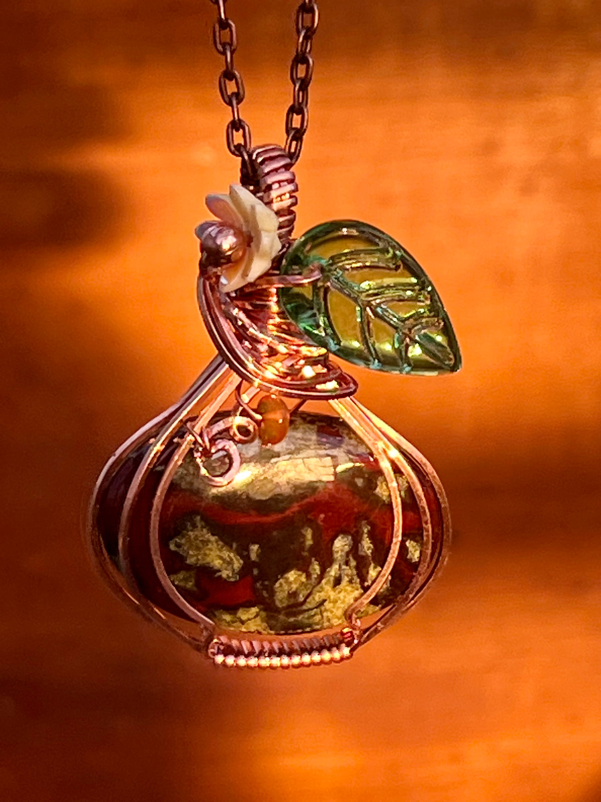 Dragon’s Blood Copper Pumpkin Necklace
