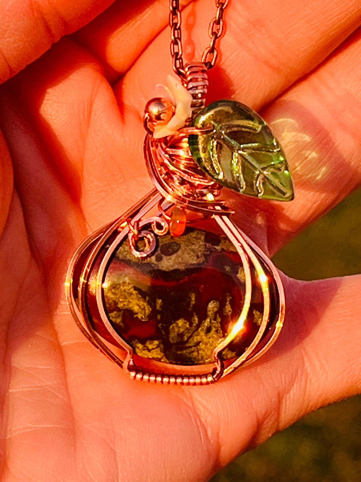 Dragon’s Blood Copper Pumpkin Necklace