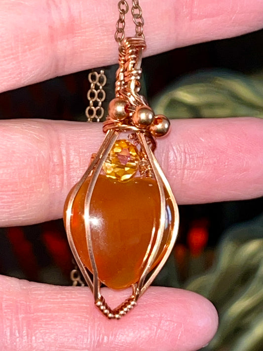Carnelian Heart Copper Necklace