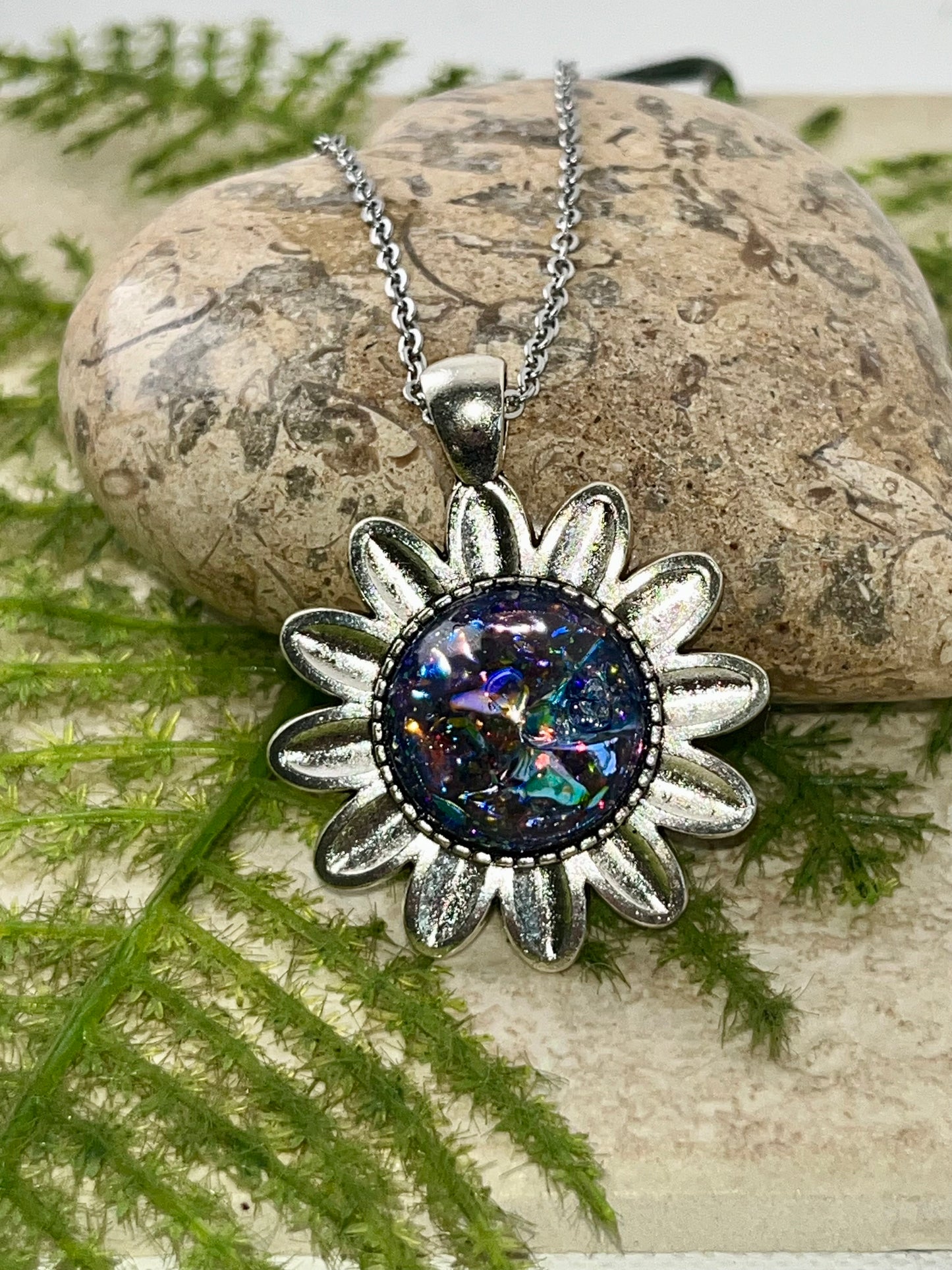 Aurora Borealis Daisy Necklace