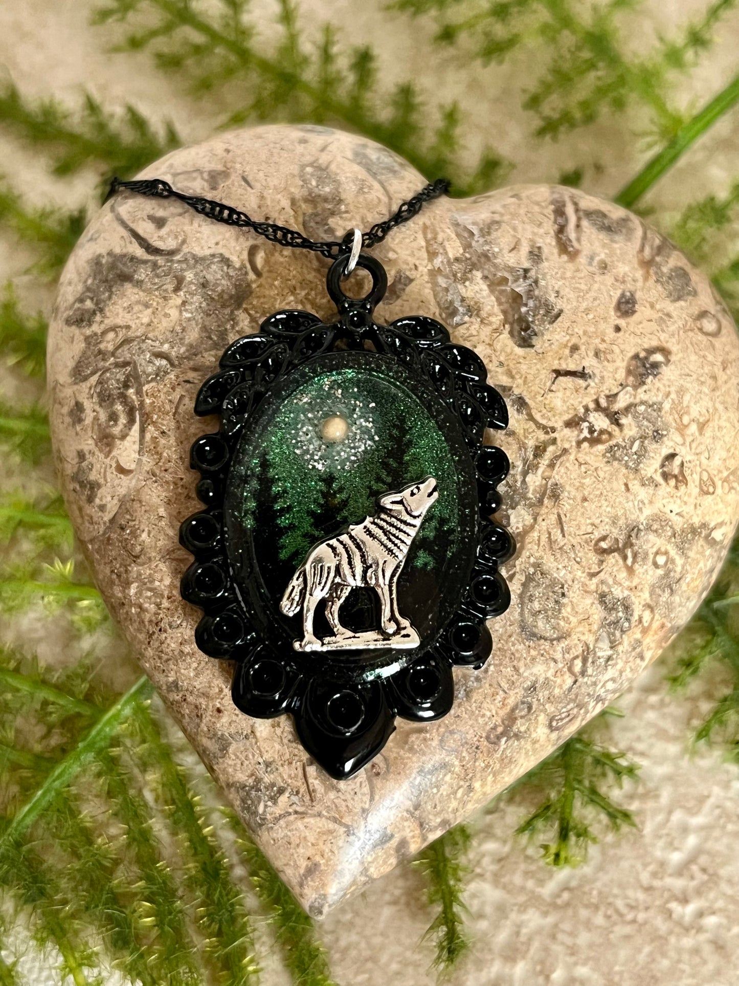 Howling Wolf Mustard Seed Moon Necklace