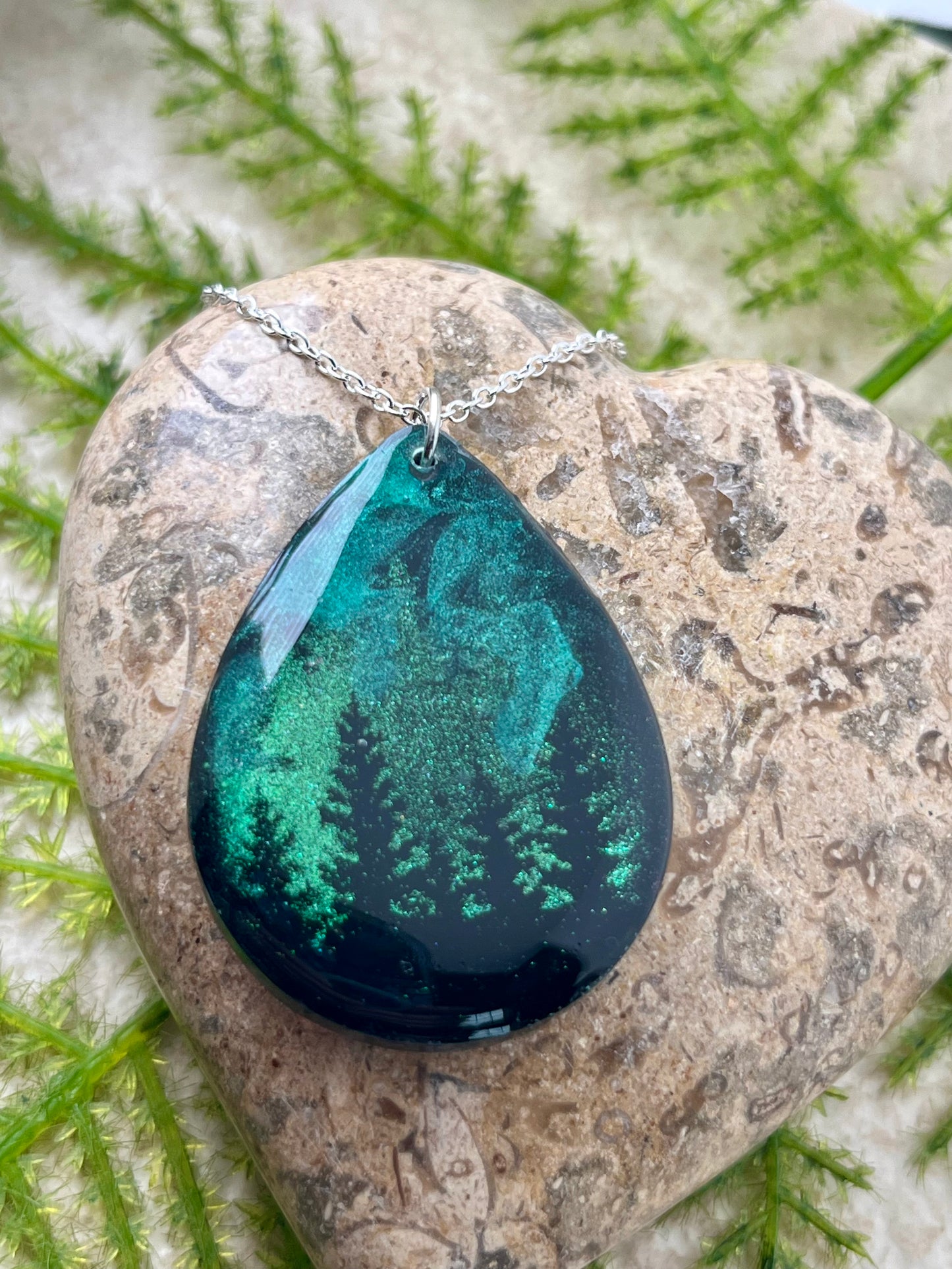 Northern Lights Resin Necklace